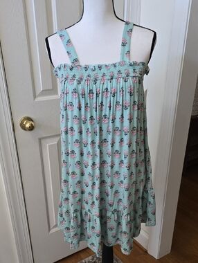 LC LAUREN CONRAD BRAND WOMEN'S JUNIOR SLEEP DRESS GREEN FLORAL SIZE SMALL